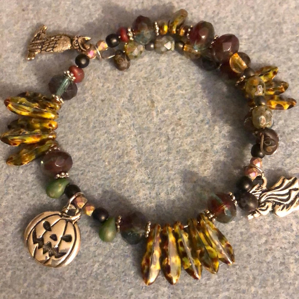 Hand crafted Halloween/Fall Czech glass bracelet charms